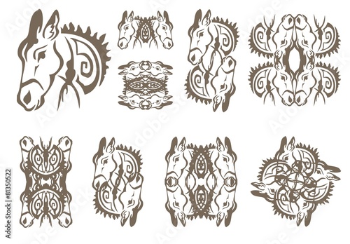 Donkey symbols in tribal style