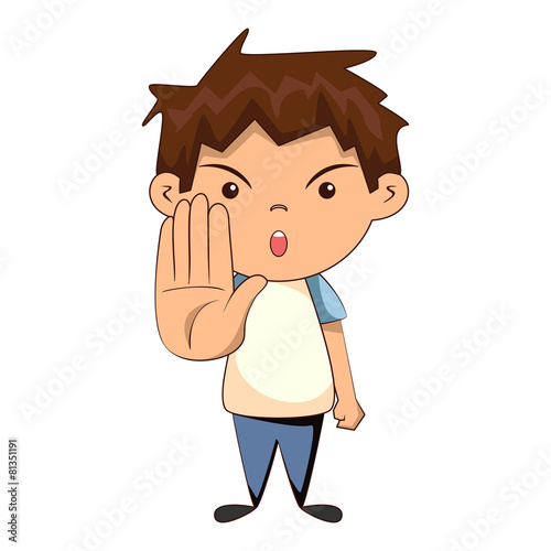 Child hand stop gesture