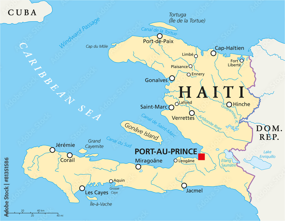 Haiti Political Map - obrazy, fototapety, plakaty 