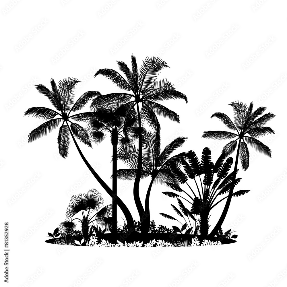 Palm trees island isolated on white