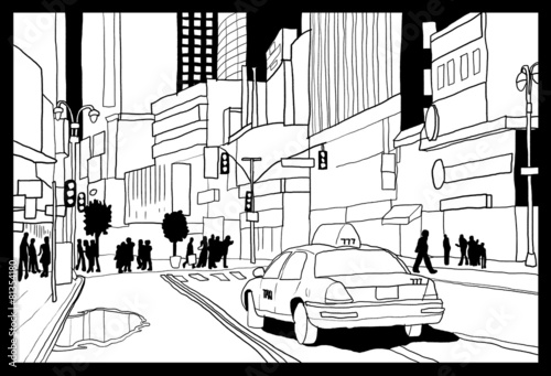 Times Square drawing - Manhattan night