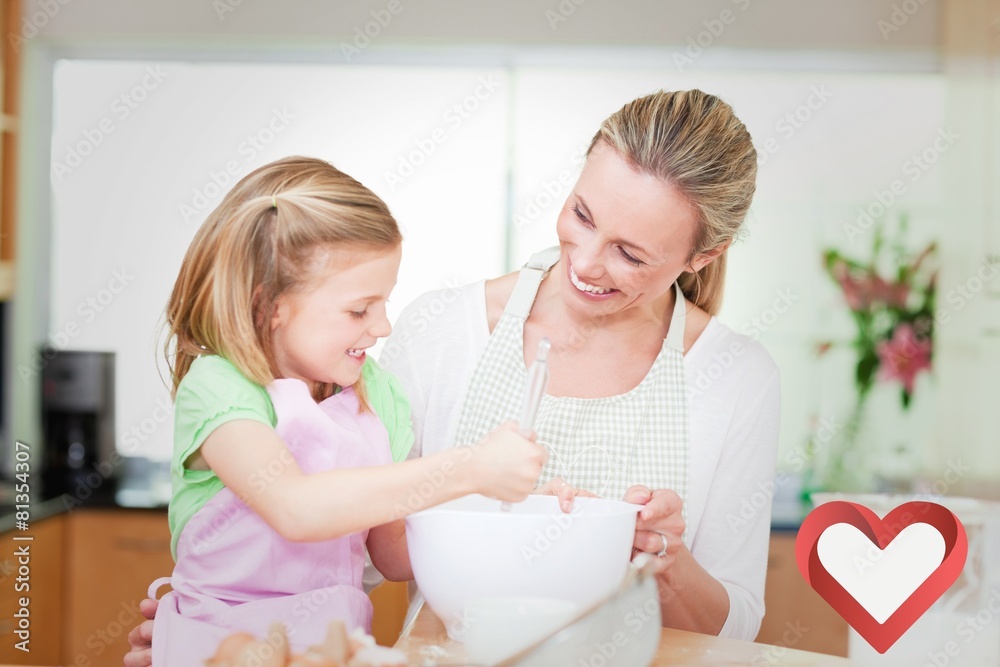 Composite image of mother and daughter having fun in the kitchen Composite image of mother and daughter having fun in the kitchen