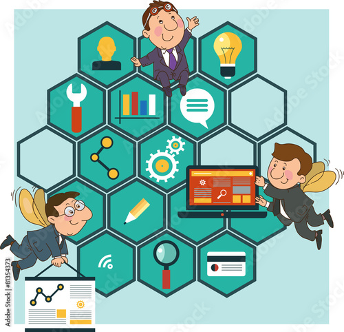 background honeycomb structure with interface icons