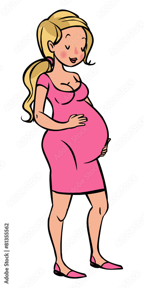 funny vector cartoon Pregnant woman Stock Vector | Adobe Stock