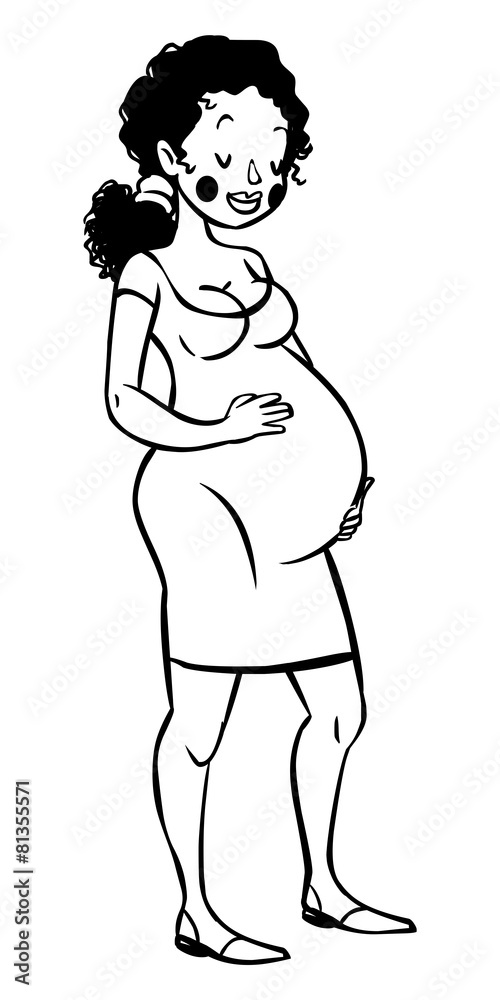 funny vector cartoon Pregnant woman Stock Vector | Adobe Stock