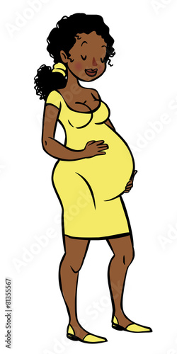 funny vector cartoon Pregnant woman
