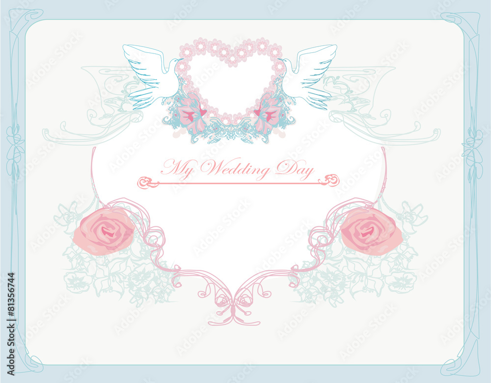romantic card with love birds - Wedding Invitation romantic card with love birds - Wedding Invitation