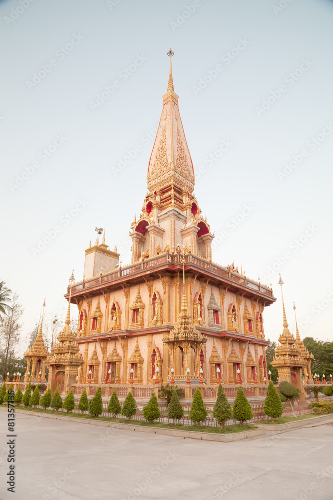 Buddhist stupa in Wat Chalong temple, Thailand