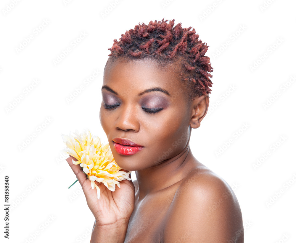 Black Beauty with Short Spiky Hair Stock Image - Image of attractive,  natural: 63726357