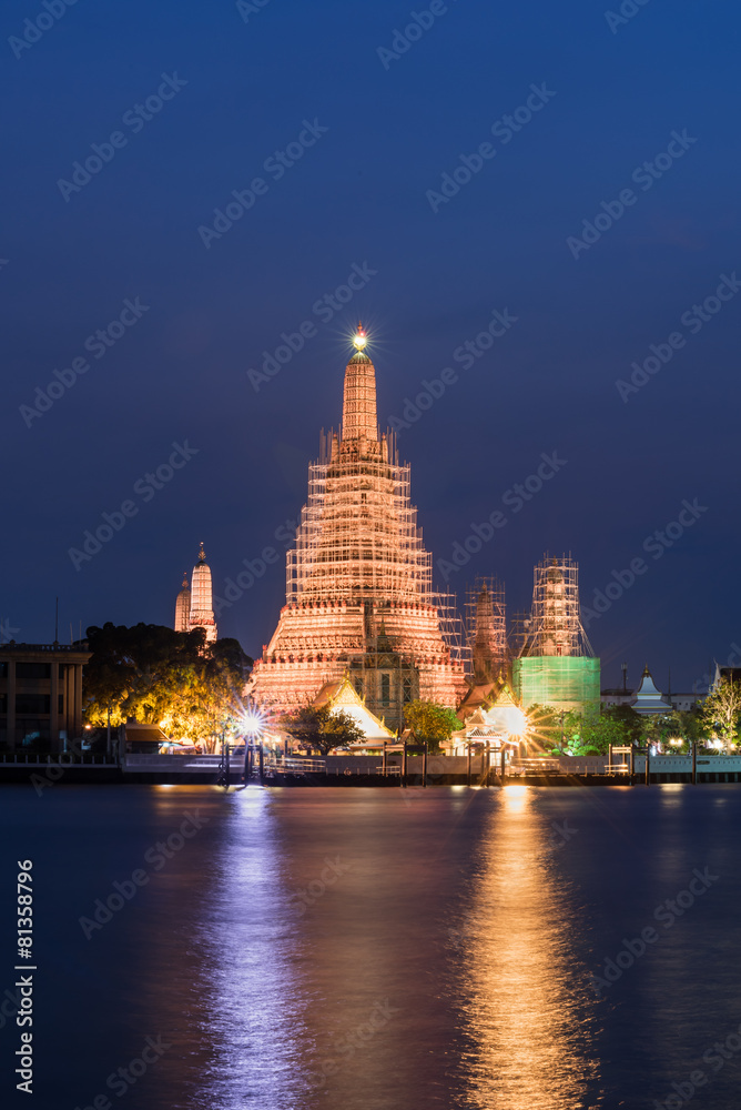 temple of dawn (wat arun) in bangkok ,thailand renovate and repa