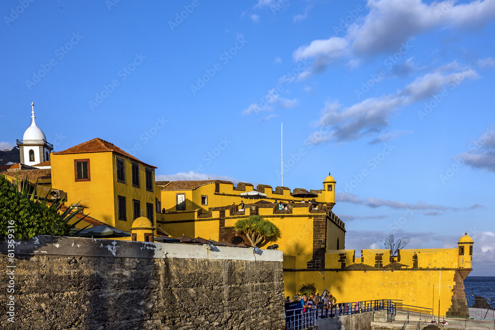 Madeira island, Portugal. Seafront of Funchal. old castle Fortal Madeira island, Portugal. Seafront of Funchal. old castle Fortal