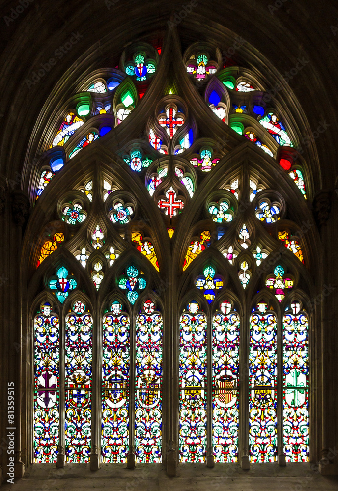 Vitrage window in famous Batalha Dominican medieval monastery, P