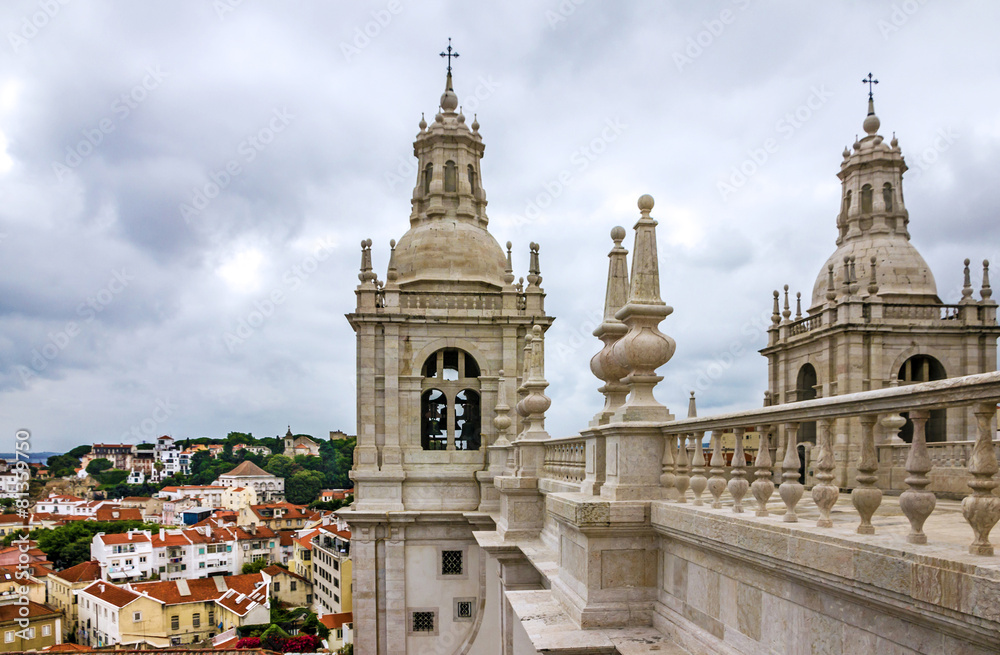 Panoramic view on Saint Vicente de Fora Monastery, Lisbon, Portu