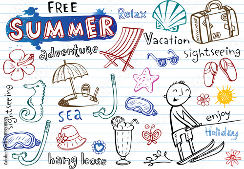 Summer doodles, vector illustrations