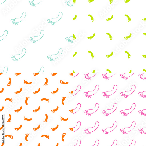Feet seamless pattern and background set. Foot texture in modern