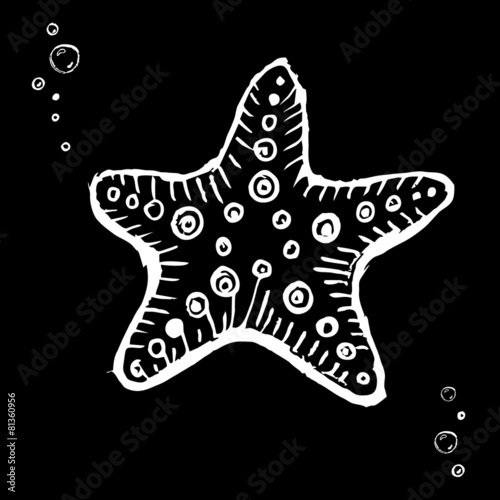 Starfish. Black and white version