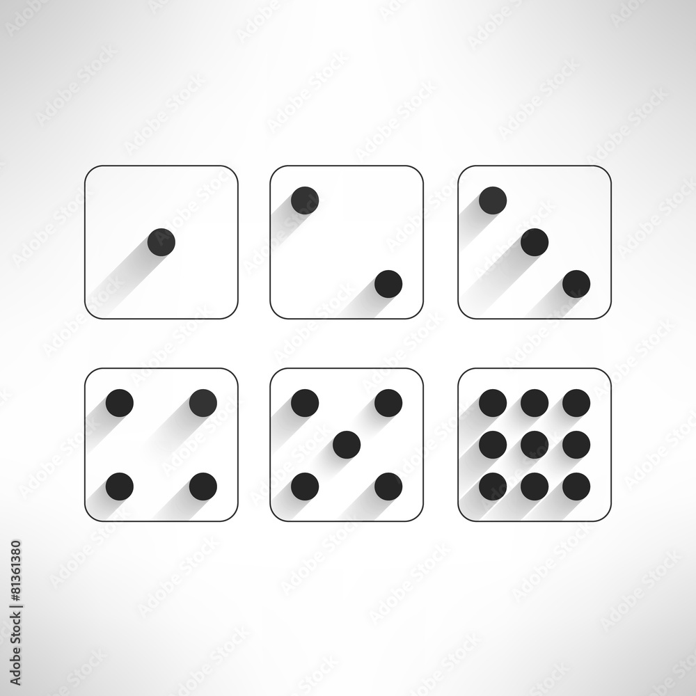 Black and white dice icons set in modern flat design. Craps with Black and white dice icons set in modern flat design. Craps with