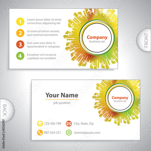 business card - Abstract architectural building - cities on back