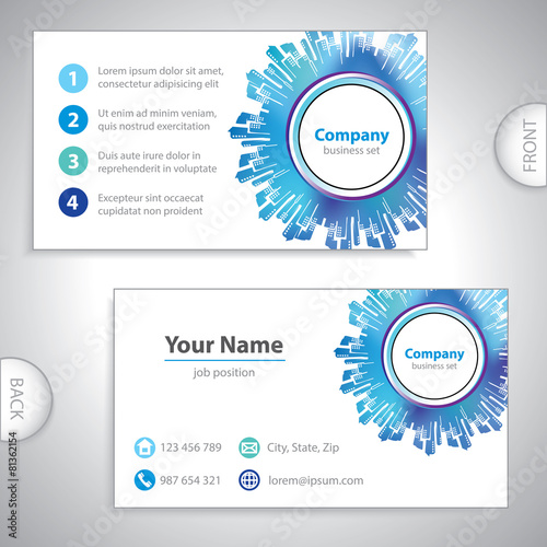business card - Abstract architectural building - cities on back