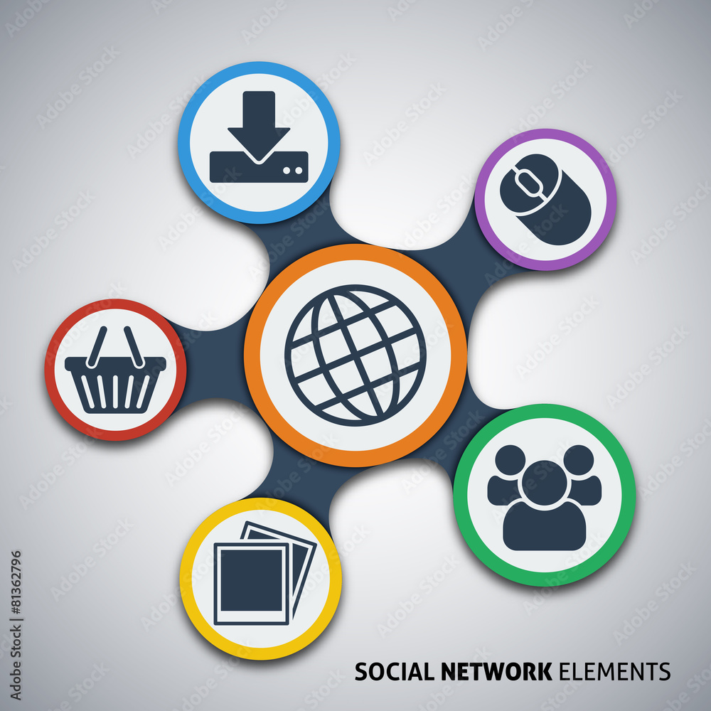 Social network elements, vector illustration Social network elements, vector illustration