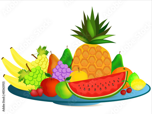 plate with cartoon fruit