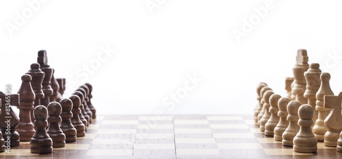 Quadro em tela Army. Chess on white background