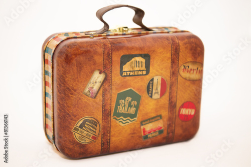Suitcase with labels of different countries