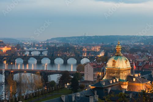 Prague bridges in the evening