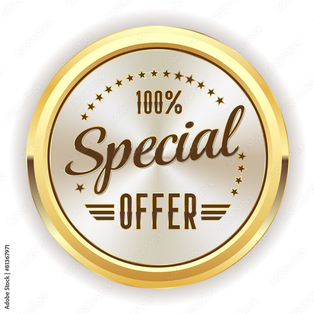 Gold special offer badge on white background Gold special offer badge on white background