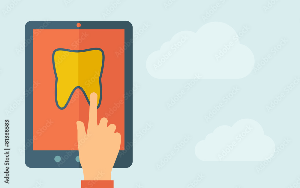 Touch screen tablet with tooth icon Touch screen tablet with tooth icon
