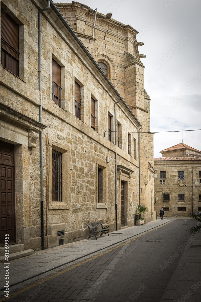 street with monuments in Rodrigo town, Spain