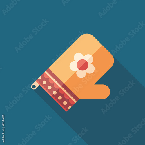 Colorful potholder flat square icon with long shadows.