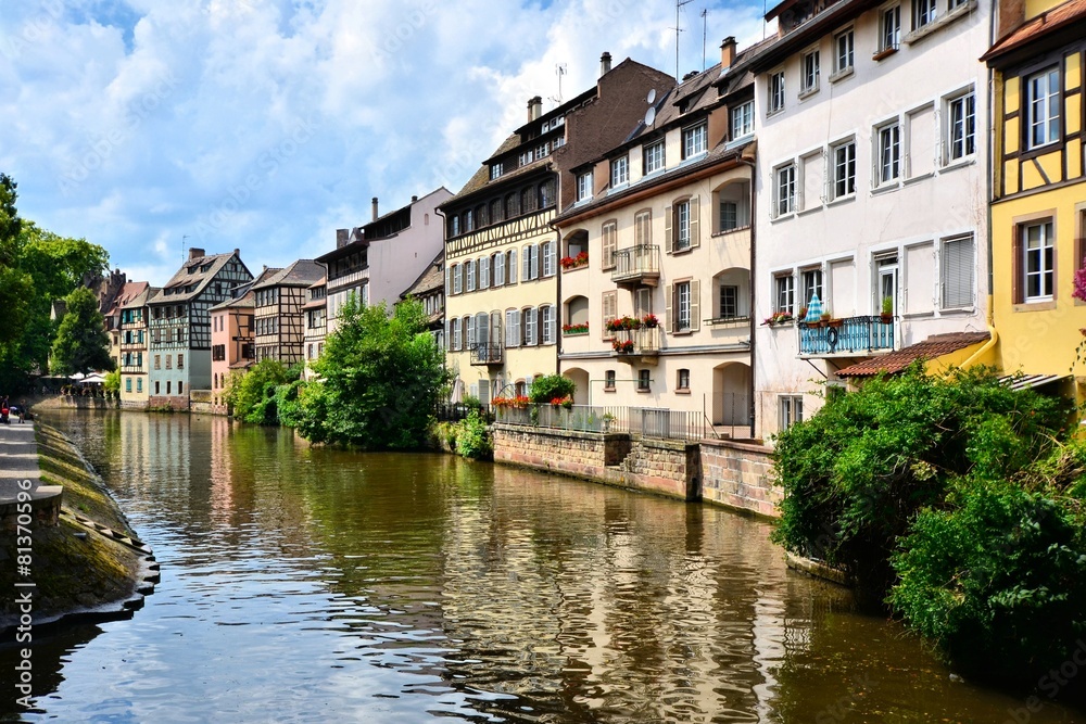 Picturesque houses lining the canals of Strasbourg, France