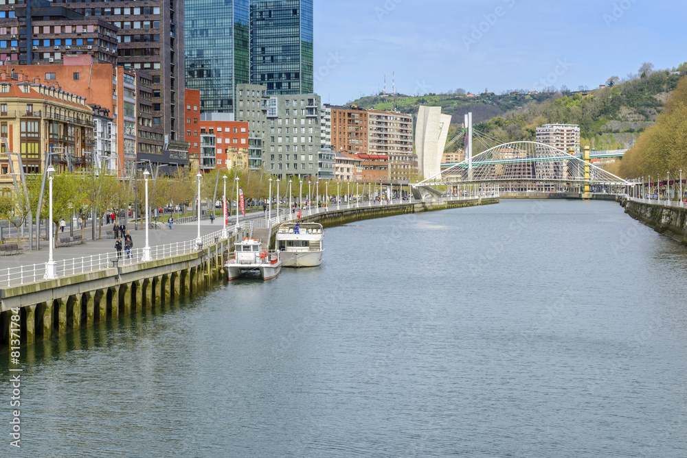 Nervion river across Bilbao (Spain)