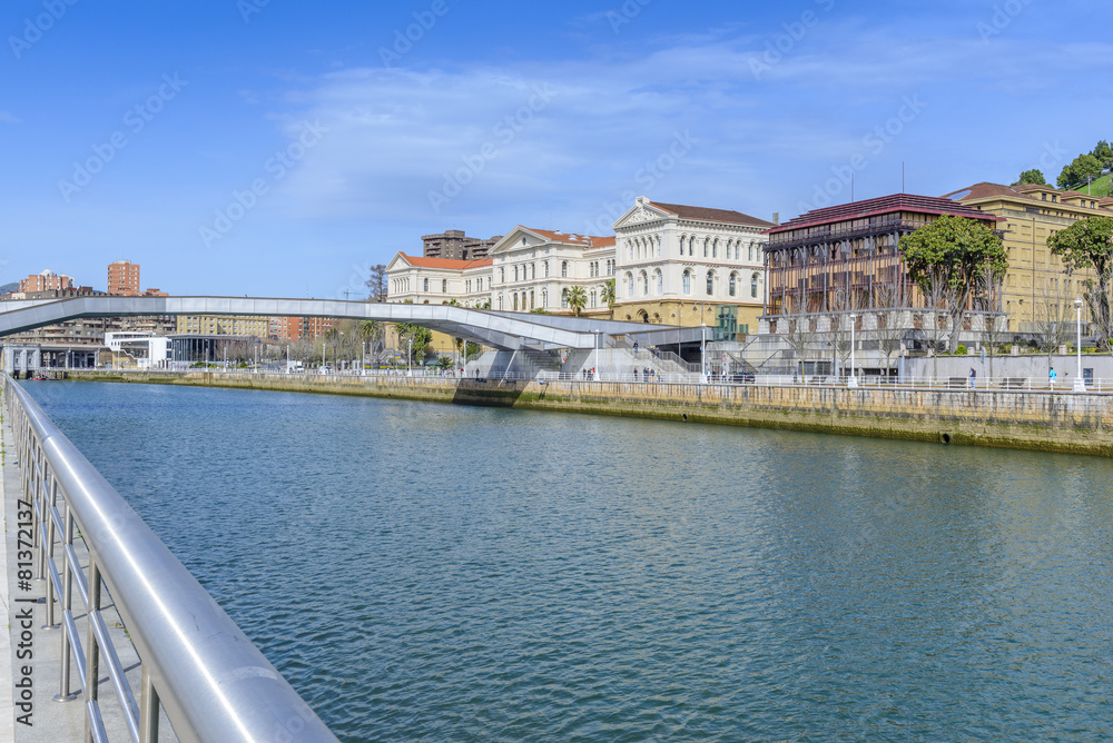 Nervion river and Deusto university, Bilbao (Spain)