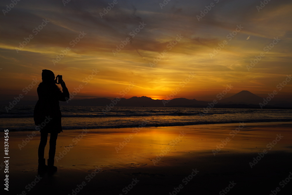 Sunset with girl