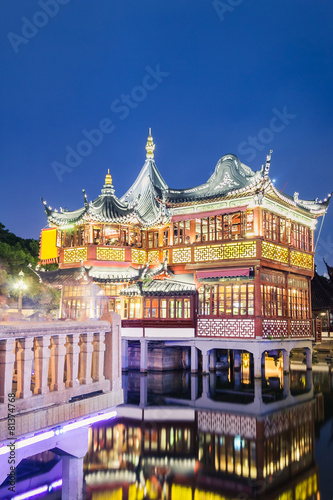 Photography shanghai yuyuan garden in nightfall,China