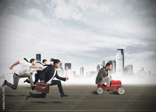 Businesspeople competing
