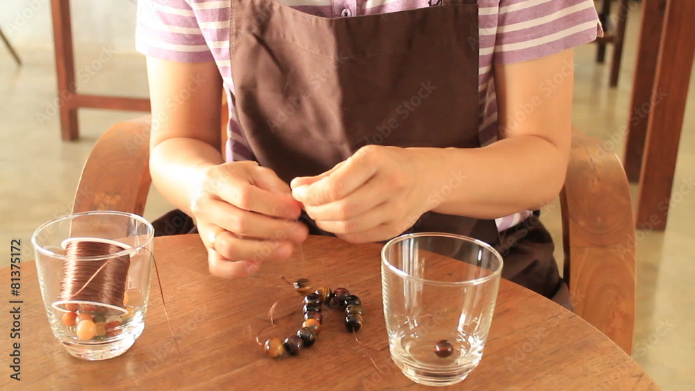 Beautiful handmade stone beads bracelet, Stock Video