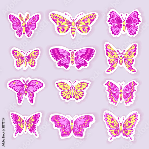 Wallpaper Mural Set of Butterflies Decorative Isolated Silhouettes in Vector Torontodigital.ca