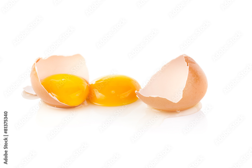 Fresh egg yolks isolated on white background Fresh egg yolks isolated on white background