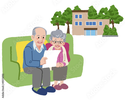 夫婦 シニア Senior couple planning to move their retirement home