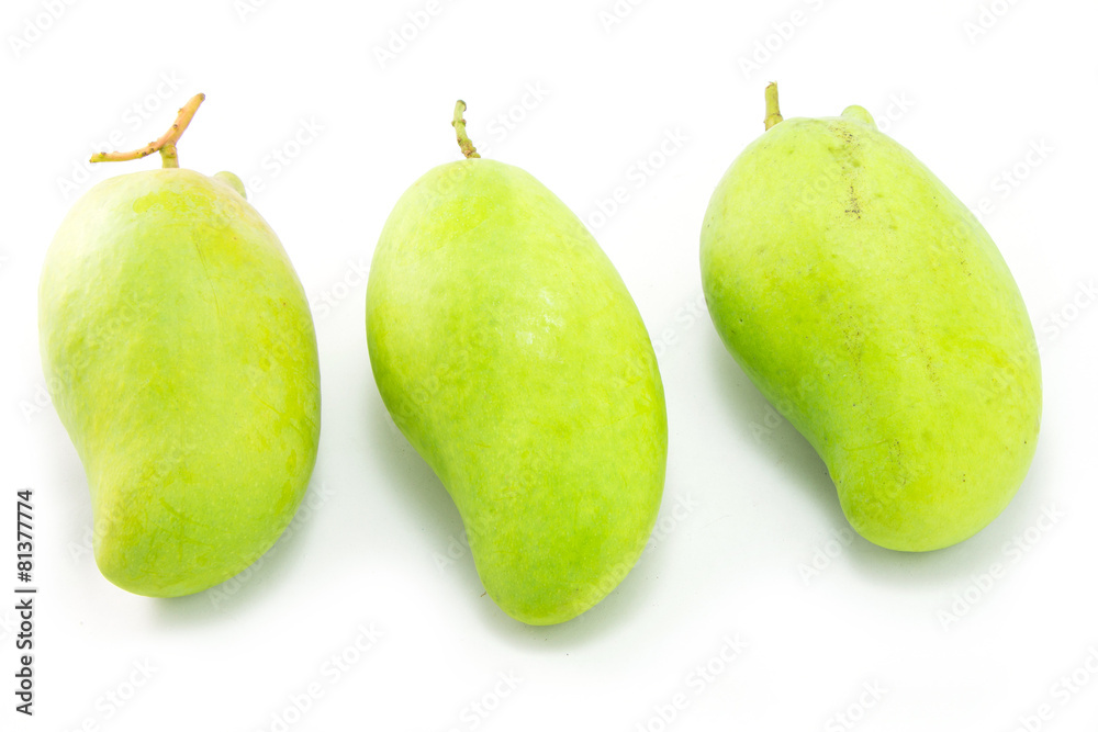 Fresh Green mango(Rhino Mango) isolated on white