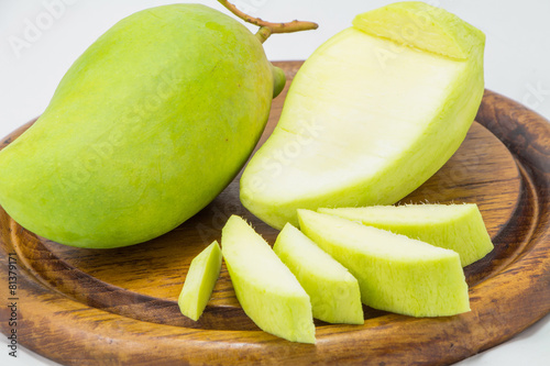 Fresh Green mango isolated on white;