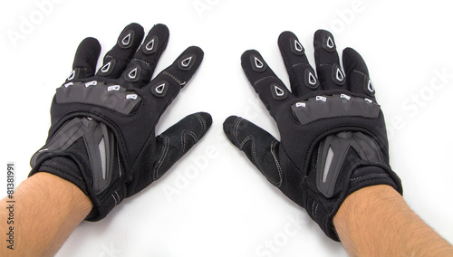 Black Motorcycle gloves isolated on white background