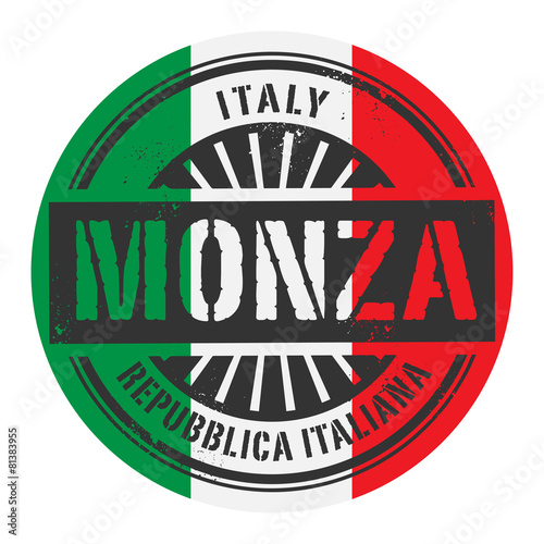 Grunge rubber stamp with the text Italy, Monza