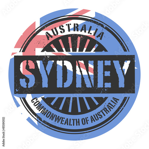 Grunge rubber stamp with the text Australia, Sydney