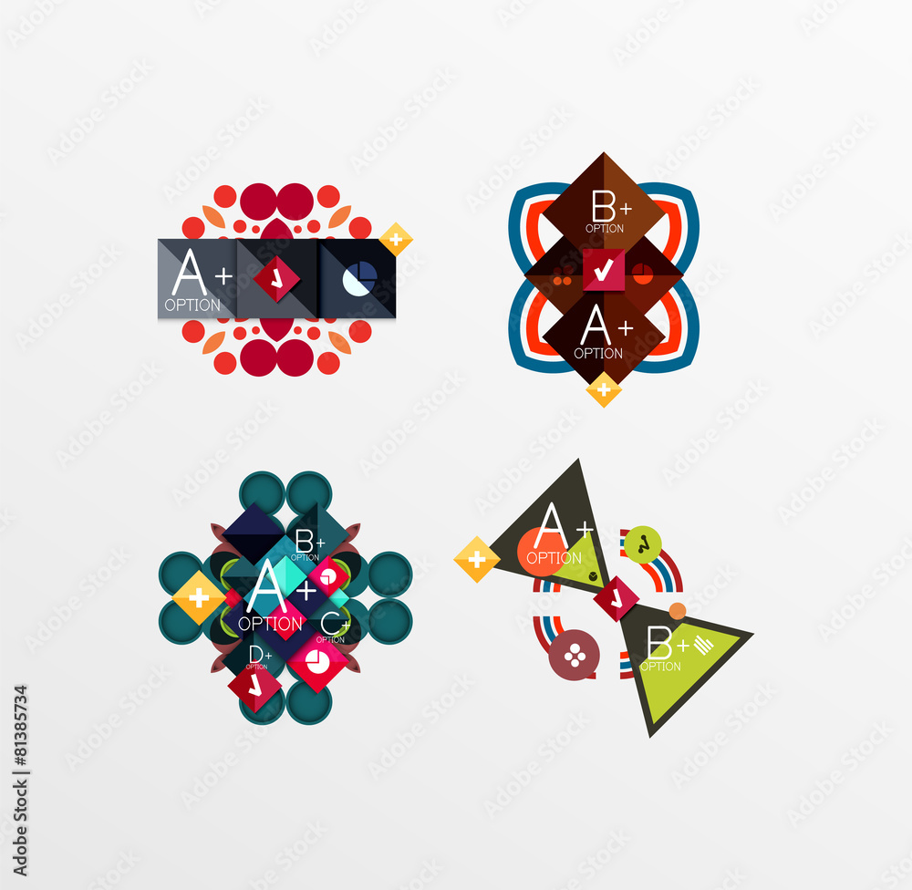 Set of abstract geometric shapes with options