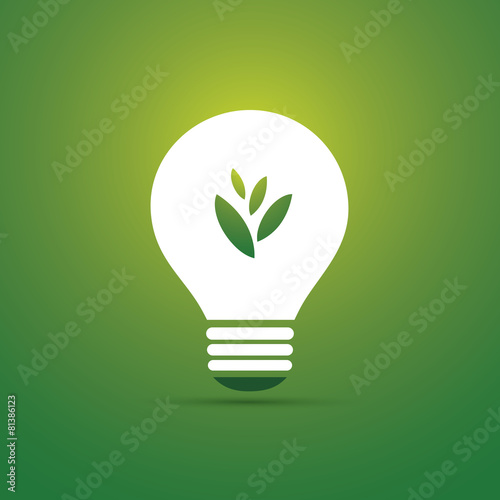 Green Eco Energy Concept Icon - Plant Inside the Light Bulb