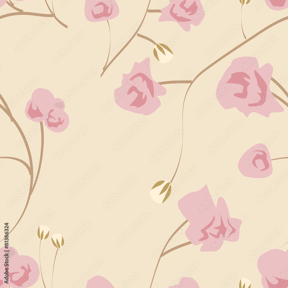 Seamless colorful background with abstract pink flowers